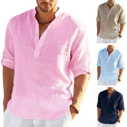 Men's Breathable Linen Long Sleeve Casual Shirt