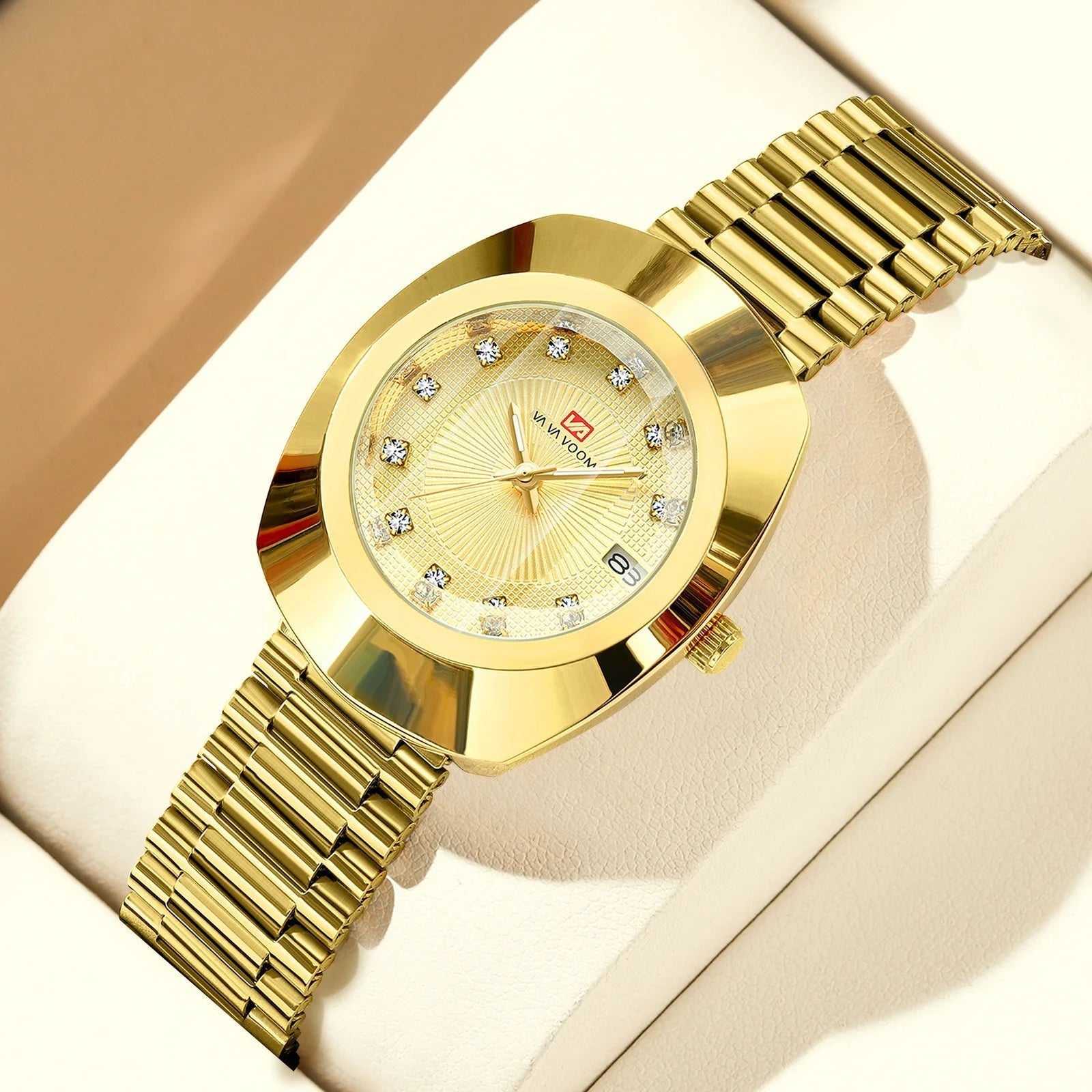 Luxury Waterproof Gold Diamond Unisex Couple Watch