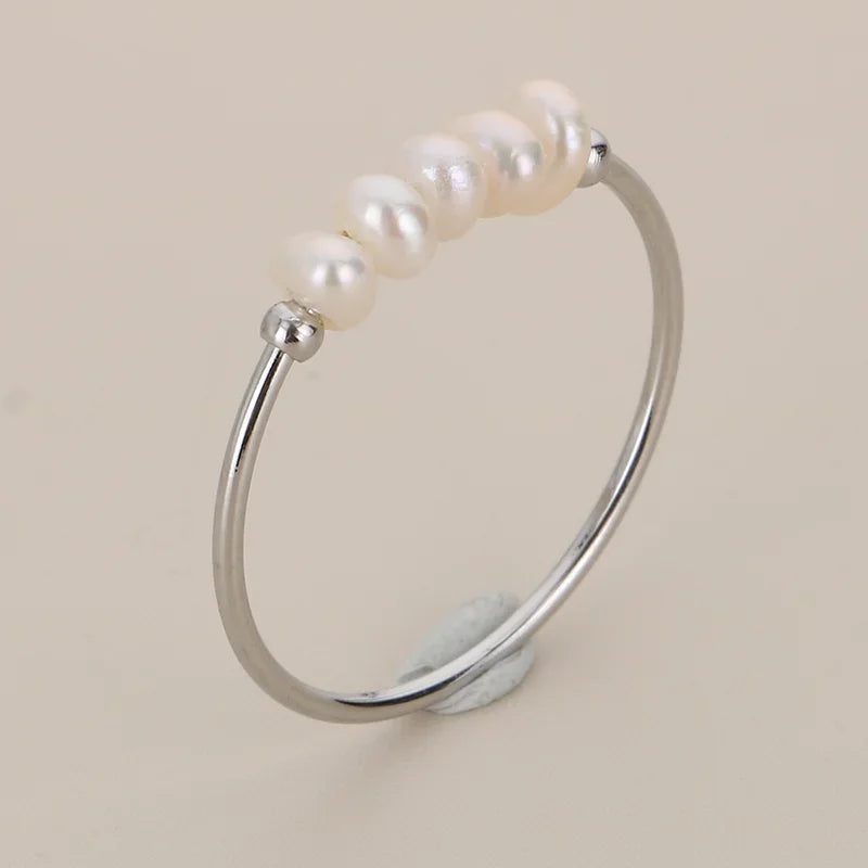 Waterproof Gold Stainless Steel Pearl Ring