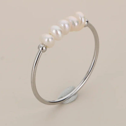 Waterproof Gold Stainless Steel Pearl Ring