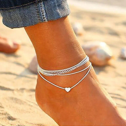 Waterproof Double-Layer Gold Anklets for Women