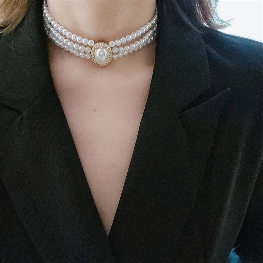 2024 Vintage Pearl Choker Necklace for Women
