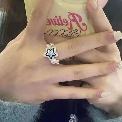 Y2K Vintage Kpop Heart Adjustable Rings Set