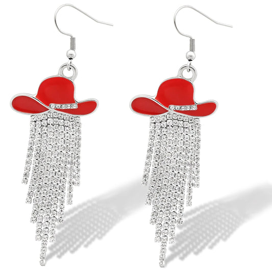 Sparkly Western Cowgirl Earrings with Tassels