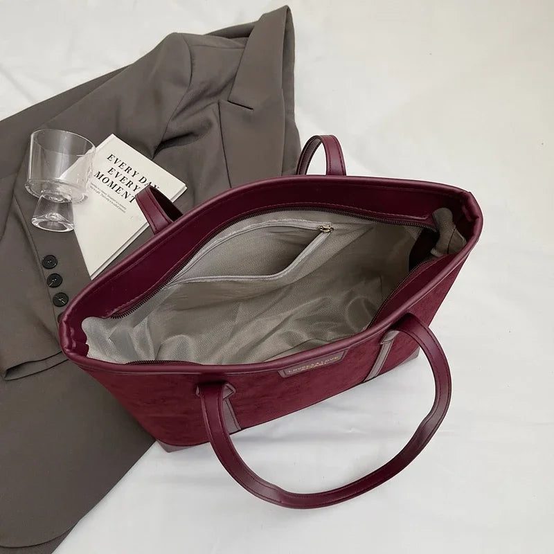 Trendy Faux Suede Tote Bag for Women