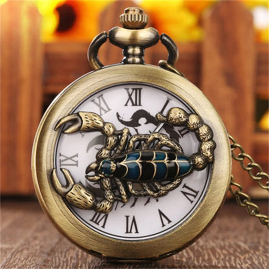 Unisex Quartz Pocket Watch with Scorpion Design