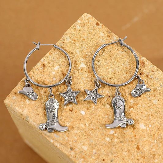 Western Cowboy Hat Boot Earrings for Women