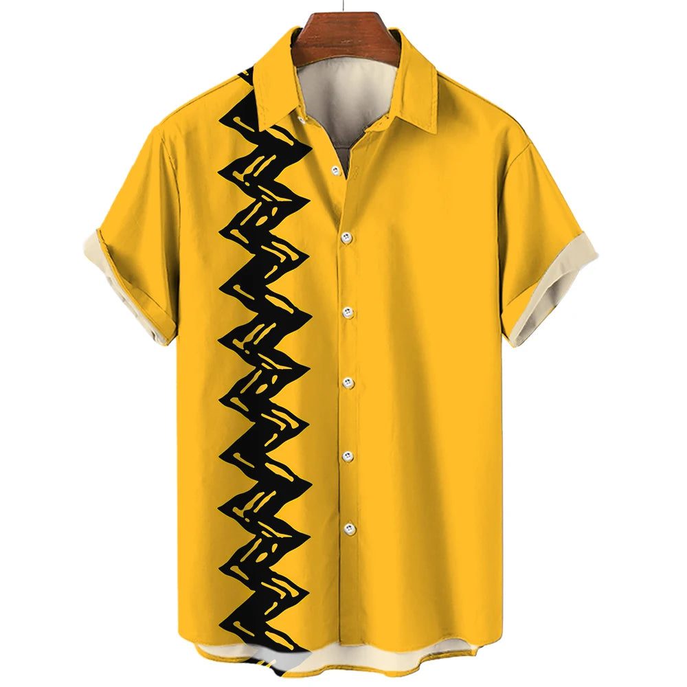 Men's Yellow Oversized Hawaiian Shirt for Summer