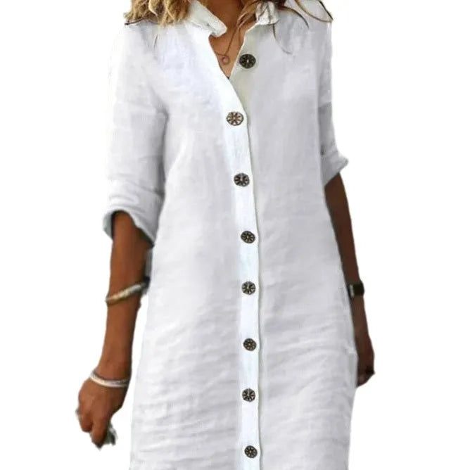Stylish Cotton Linen Mini Dress for Women