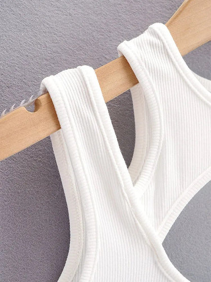 Women Sexy Solid Color Crop Tops Set