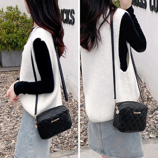 Elegant Solid Color Leather Crossbody Bag