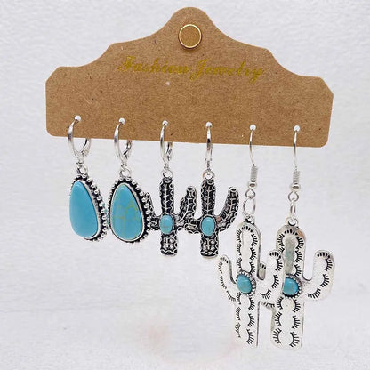 Turquoise Bull Head Earrings Western Jewelry Set