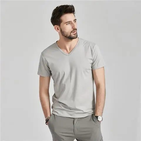 Men's V-Neck T-Shirts: Luxury Ice Silk