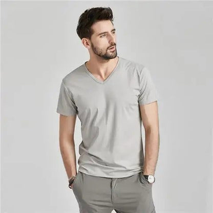 Men's V-Neck T-Shirts: Luxury Ice Silk