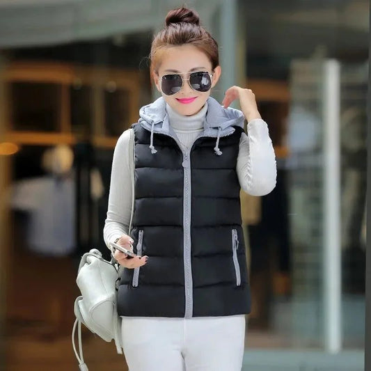 Women Lightweight Hooded Puffer Vest Jacket