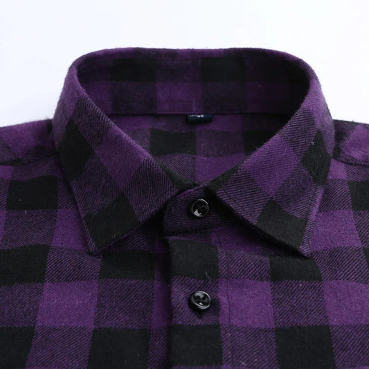 Men's Slim-Fit Flannel Plaid Shirt - Comfortable