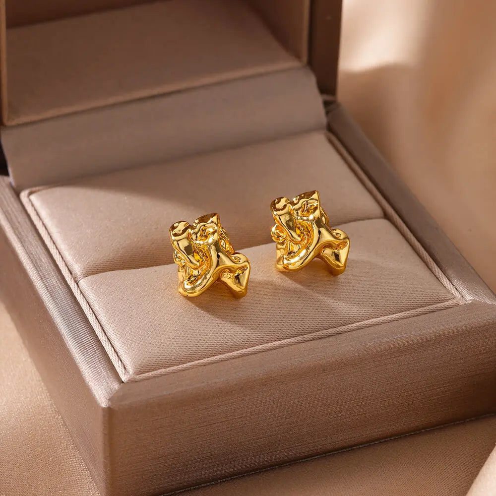 Waterproof Gold Starfish Heart Claw Earrings