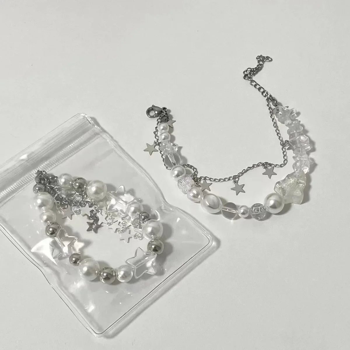 Vintage Y2K Pearl Bead Pentagram Bracelet