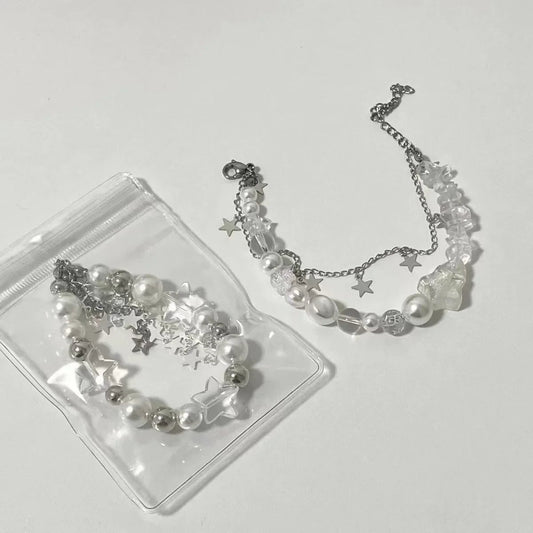 Vintage Y2K Pearl Bead Pentagram Bracelet