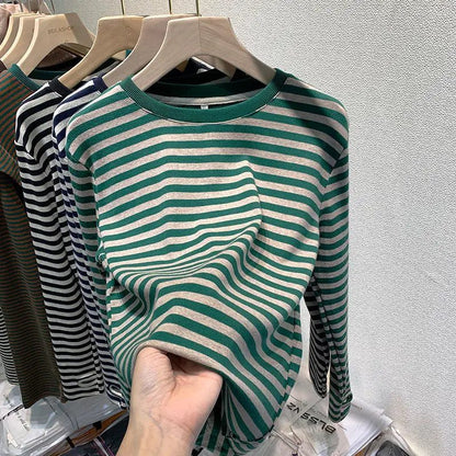 Casual Striped Cotton T-Shirts for Women