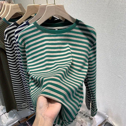 Casual Striped Cotton T-Shirts for Women