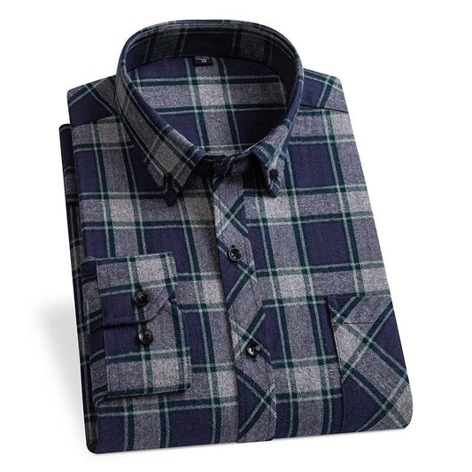 Men's Cotton Flannel Plaid Shirt Plus Size