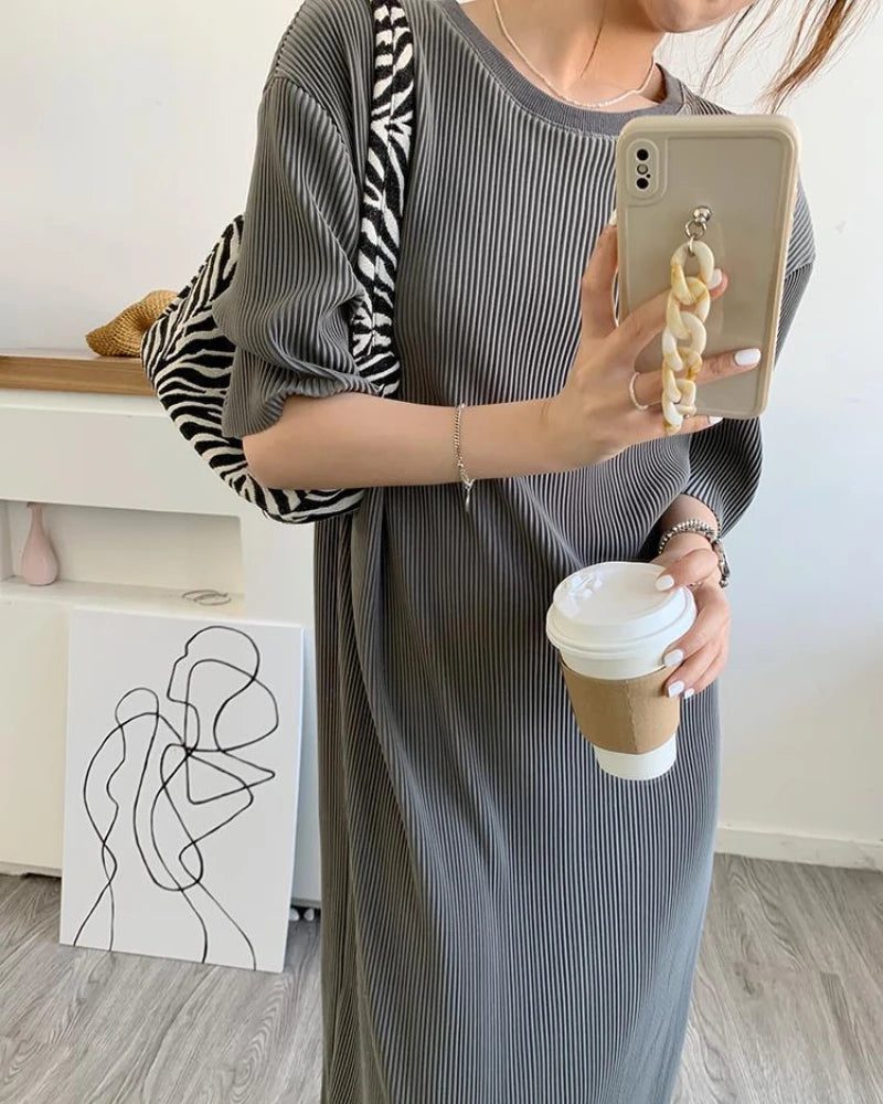 Trendy Loose Midi T-Shirt Dress for Women