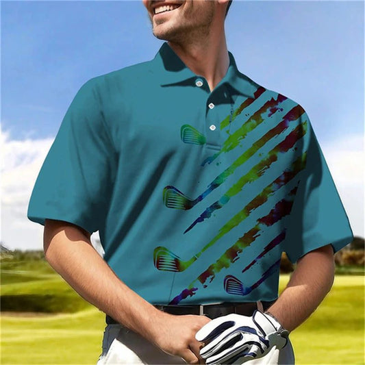Men's Casual 3D Golf Polo Shirt