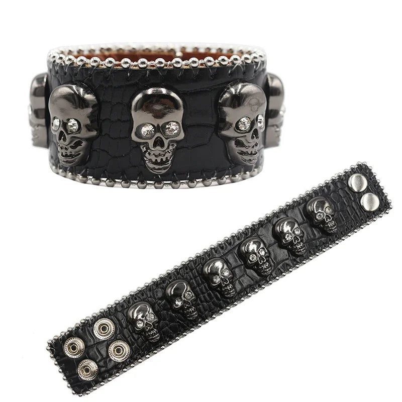 Punk Western Rhinestone Link Chain Bracelet