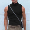 Men's Ribbed Sleeveless Turtleneck Casual Tank Top