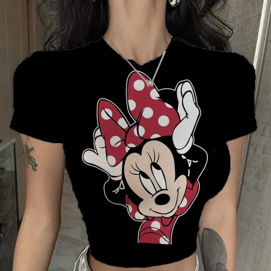 Trendy Y2K Minnie Mouse Cropped T-Shirt