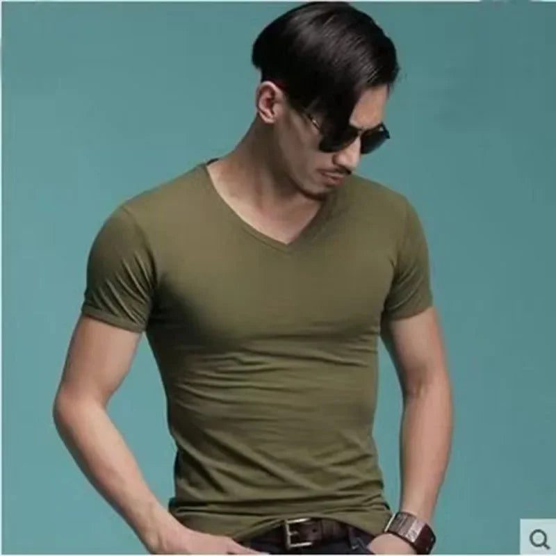 2024 Men's V-Neck Modal Short Sleeve T-Shirt