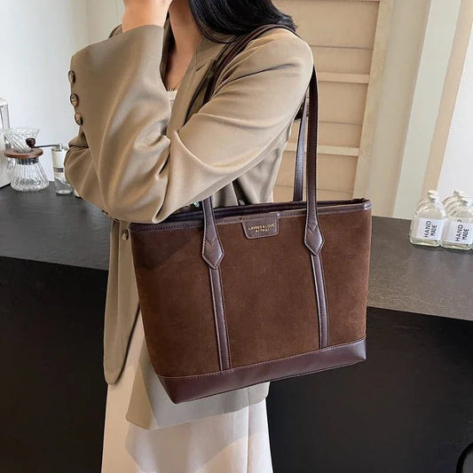 Trendy Faux Suede Tote Bag for Women