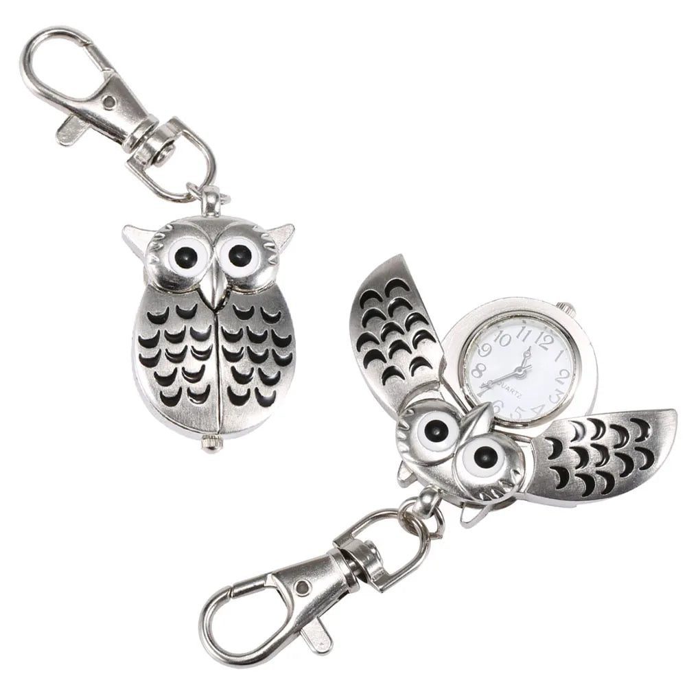 Vintage Owl Pocket Watch Keychain Gift