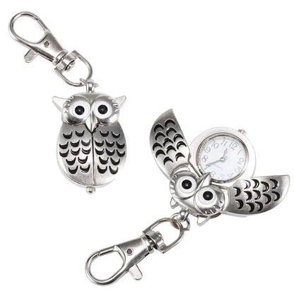 Vintage Owl Pocket Watch Keychain Gift
