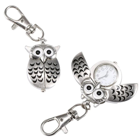 Vintage Owl Pocket Watch Keychain Gift