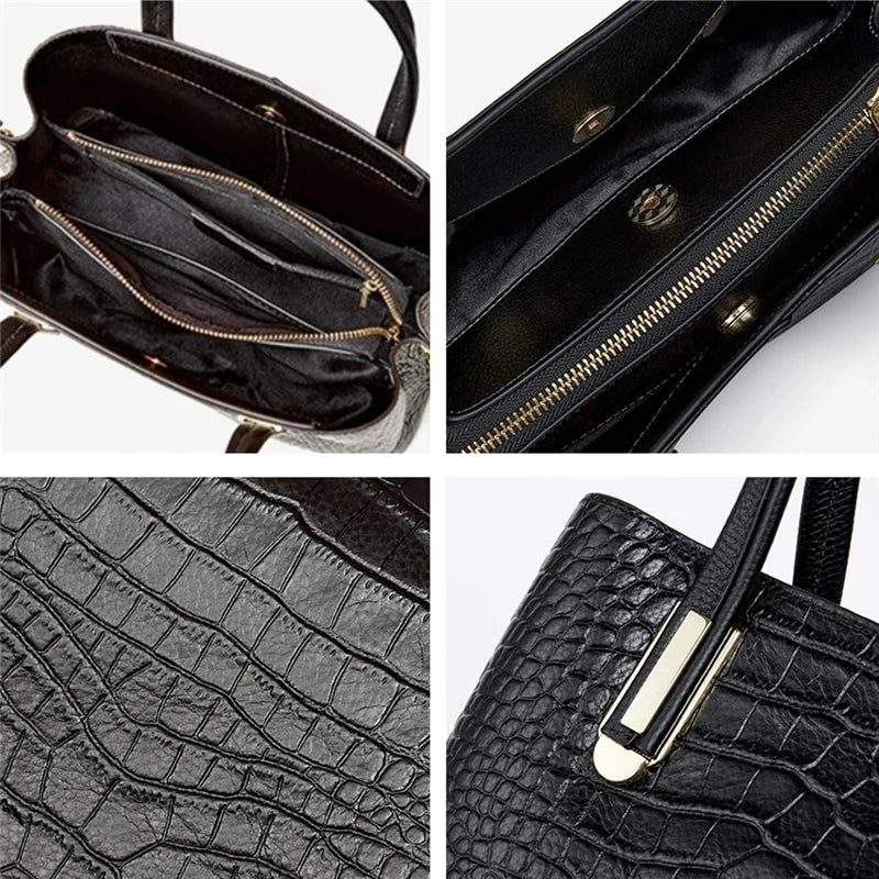 Genuine Leather Crocodile Print Tote Bags