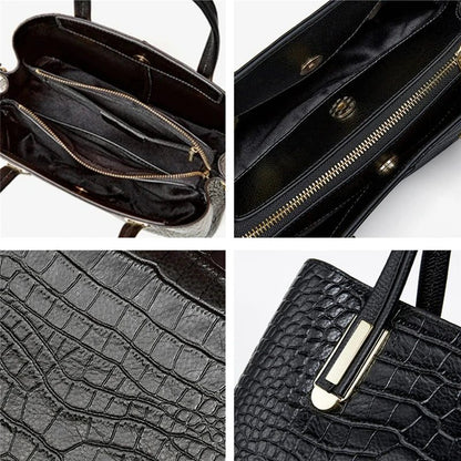 Genuine Leather Crocodile Print Tote Bags