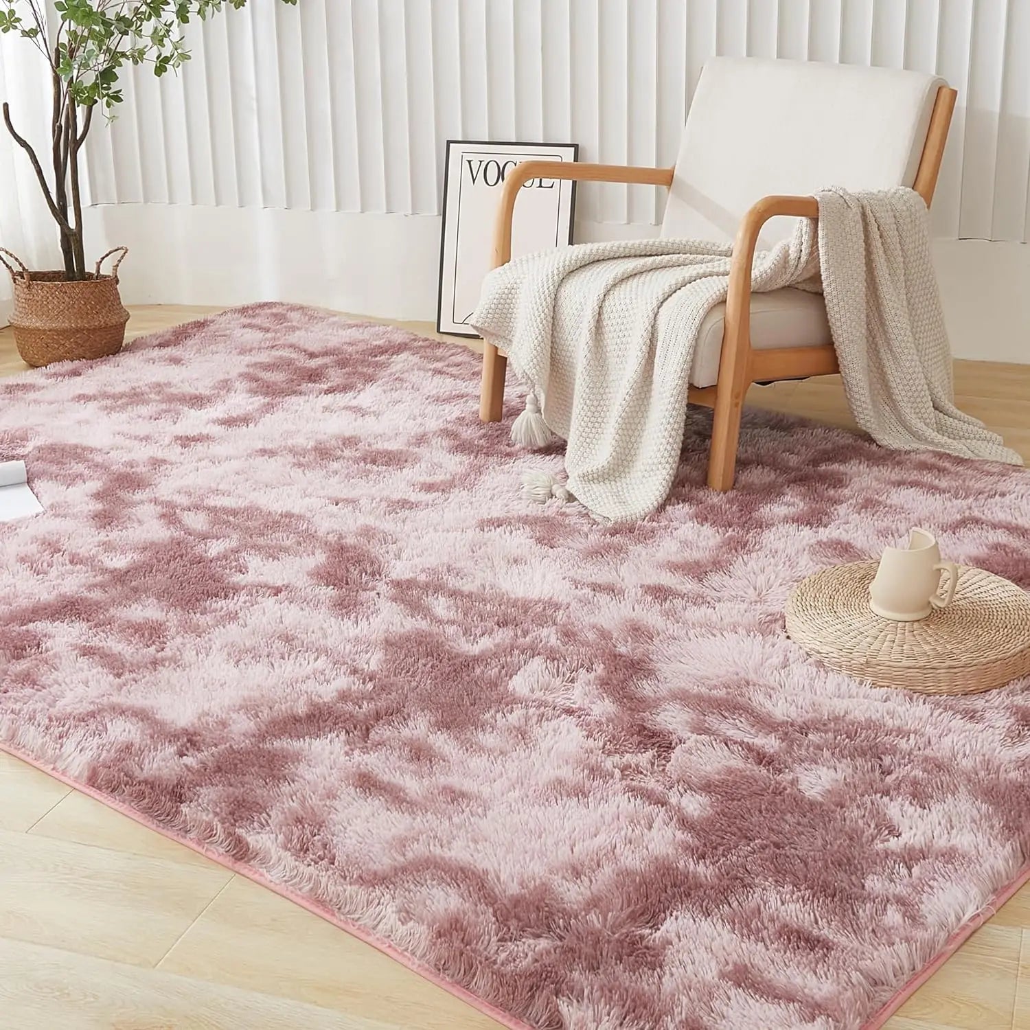 Soft Silk Wool Shag Area Rug