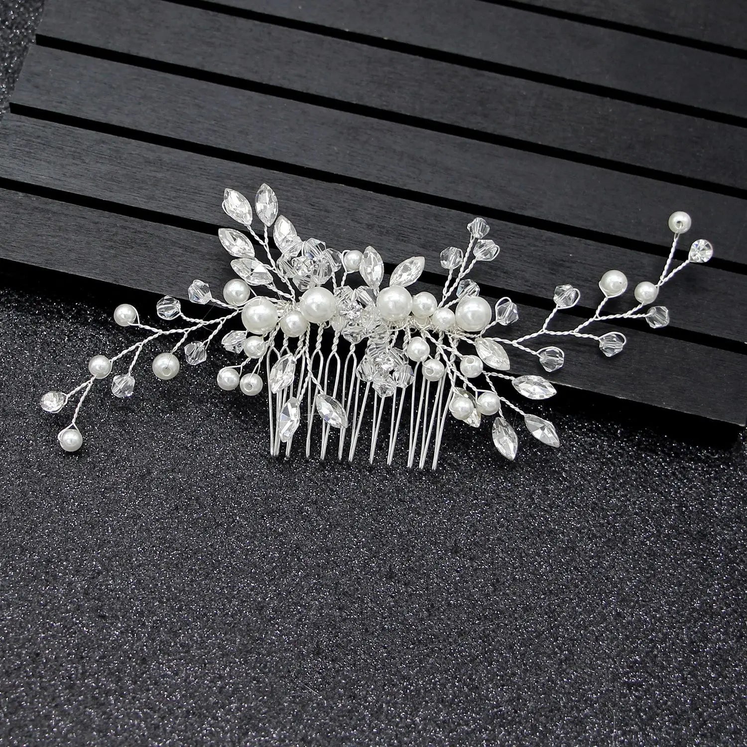 Elegant Floral Crystal Pearl Wedding Hairpin