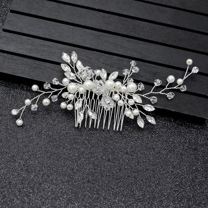 Elegant Floral Crystal Pearl Wedding Hairpin