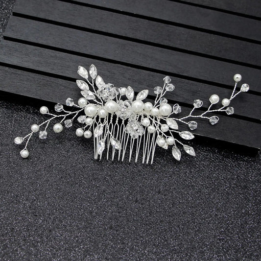 Elegant Floral Crystal Pearl Wedding Hairpin