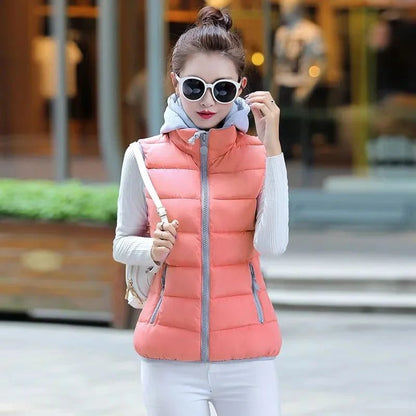 Women Lightweight Hooded Puffer Vest Jacket