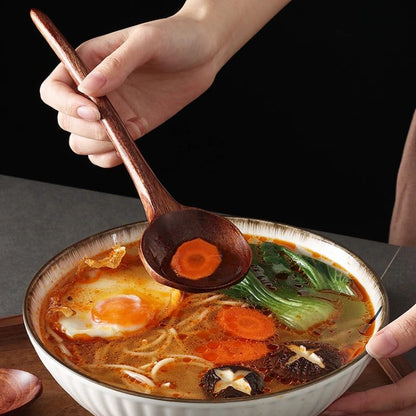 Japanese Wooden Soup Spoons with Long Handle