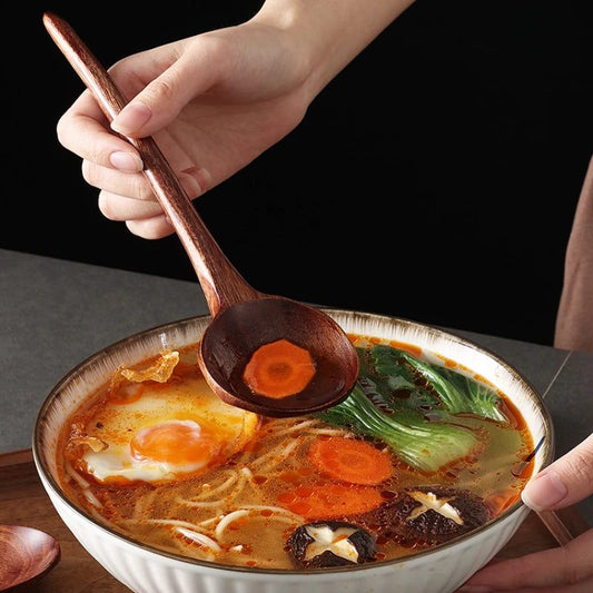 Japanese Wooden Soup Spoons with Long Handle