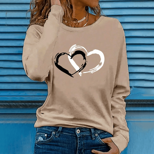 Trendy Oversized Heart Print Cotton T-Shirts