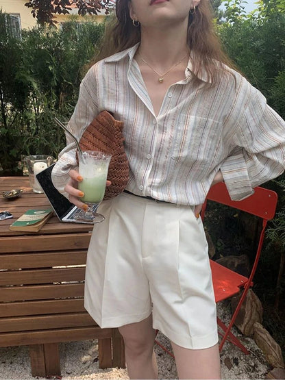 Trendy Oversized Striped Cotton Shirts for Women