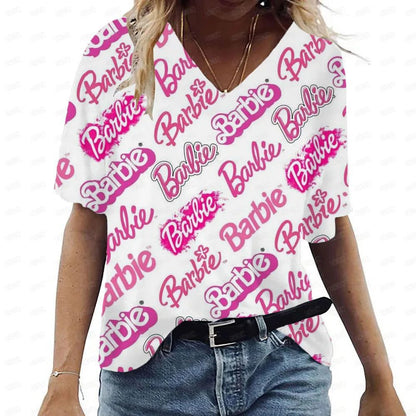 Anime V-Neck Summer T-Shirt for Women