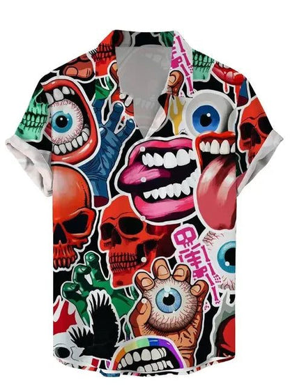 Funny Vintage Skull Floral Hawaiian Shirt