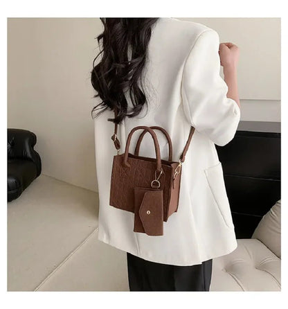Luxury Solid Color Felt Crossbody Handbag